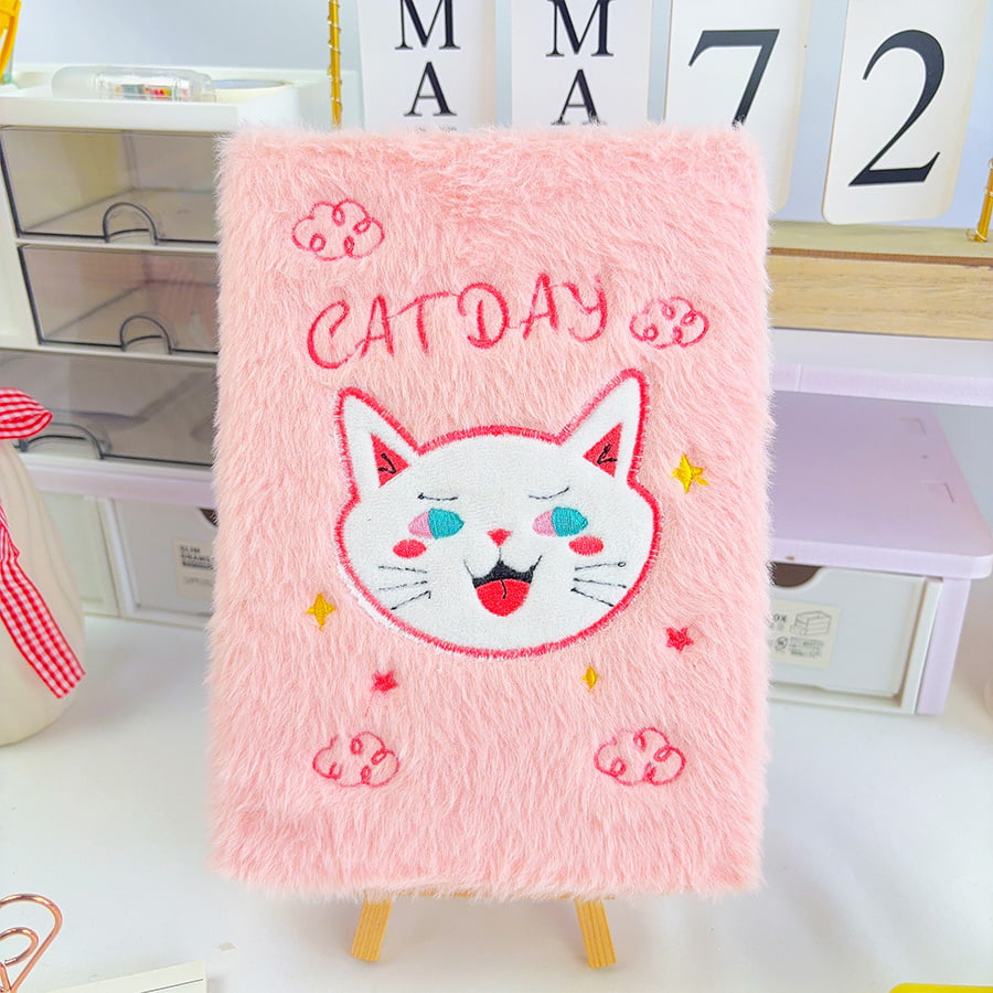 A5 Cute Cat Day Diary Plush Notebook