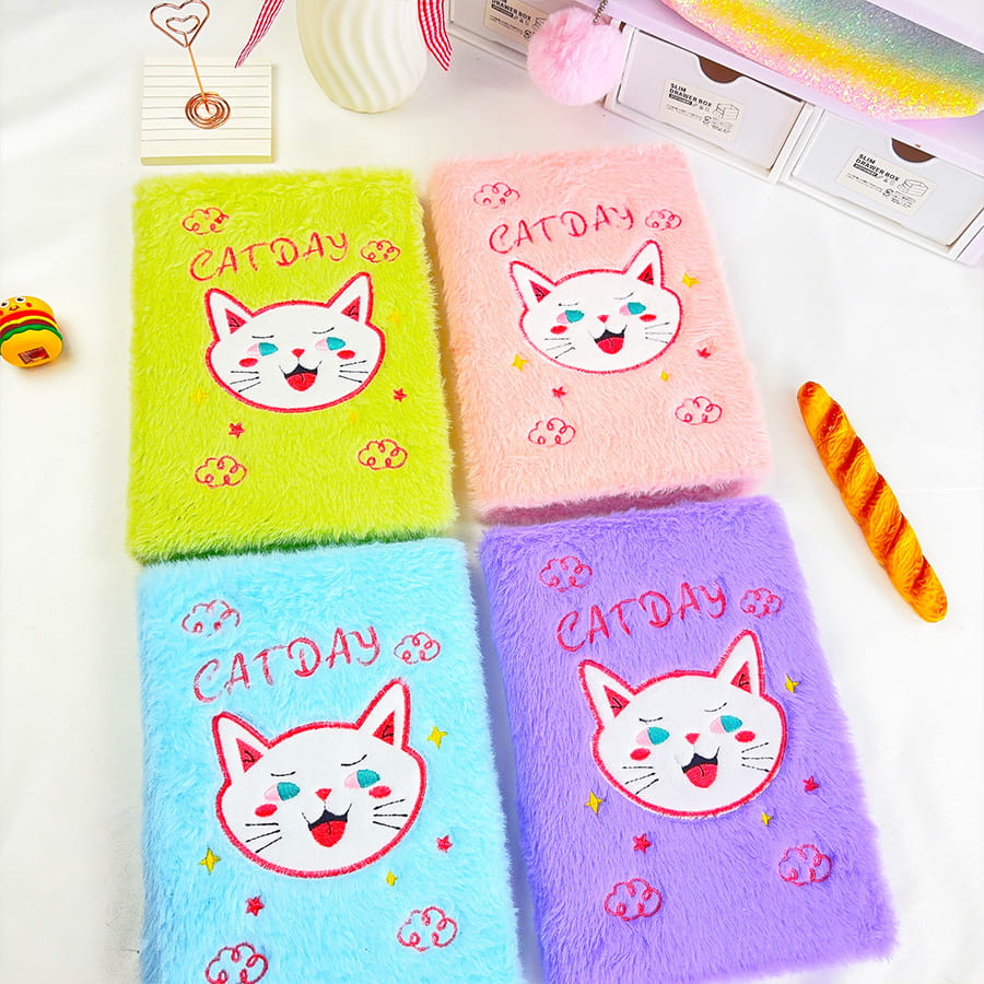 A5 Cute Cat Day Diary Plush Notebook